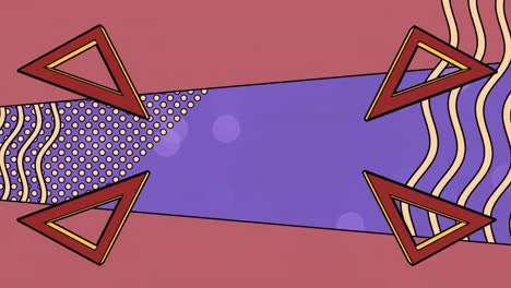 Animation-Von-Abstrakten-Retro-Formen,-Die-Sich-Auf-Violettem-Hintergrund-Bewegen