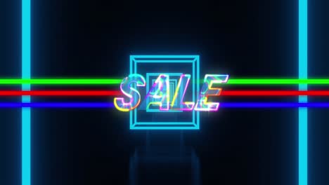 Animation-of-sale-text-over-neon-lights