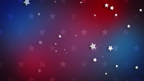 Animation-of-white-stars-falling-over-red-and-blue-background