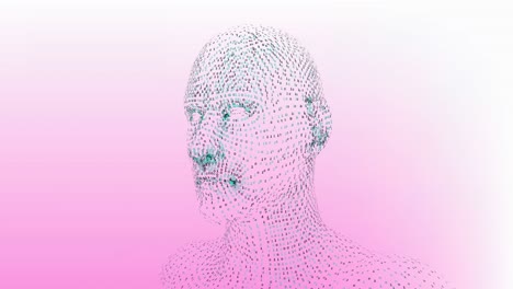 Animation-of-human-head-with-binary-coding-data-on-pink-background