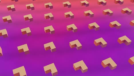 Animation-of-rows-of-shapes-over-pink-background