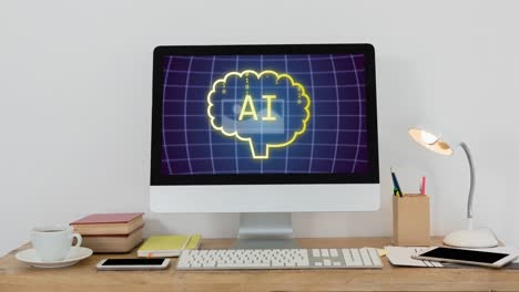 Animation-Der-Text--Und-Datenverarbeitung-Mit-Künstlicher-Intelligenz-Auf-Dem-Computerbildschirm