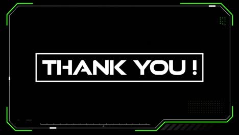 Animation-of-glitch-effect-over-interface-with-thank-you-text-banner-against-black-background