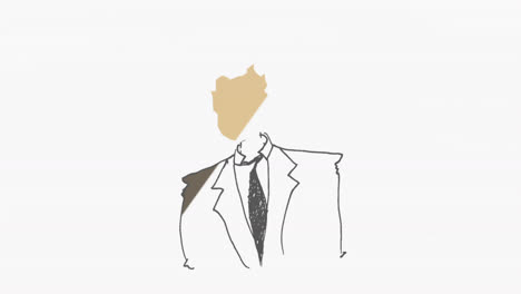 Animation-of-businessman-wearing-glasses-sketch-against-copy-space-on-grey-background