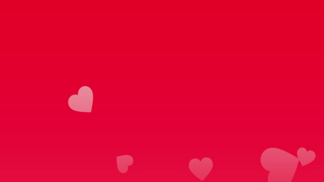Animation-Rosafarbener-Herzsymbole,-Die-Vor-Dem-Kopierraum-Auf-Rotem-Hintergrund-Schweben