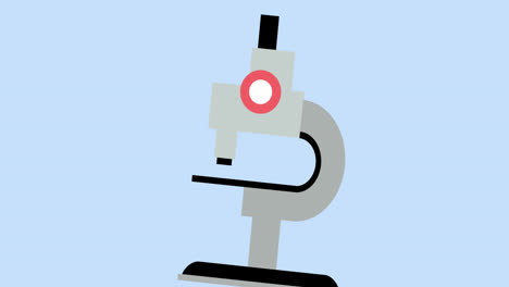 Animation-of-microscope-icon-against-copy-space-on-blue-background