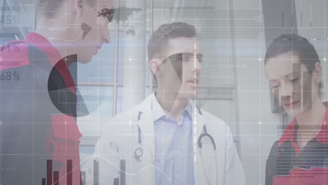 Animation-of-data-processing-over-caucasian-male-doctor-with-er-medics