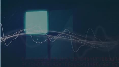 Animation-Der-Datenverarbeitung-Und-Neonquadratische-Formen-Vor-Blauem-Hintergrund