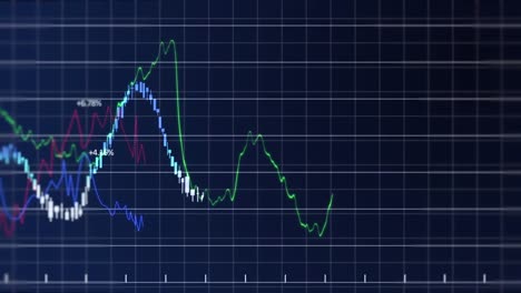 Animation-Der-Finanzdatenverarbeitung-über-Ein-Gitternetz-Vor-Blauem-Hintergrund