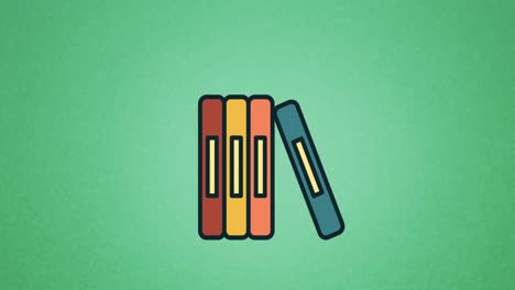 Animation-of-school-books-icon-over-green-background