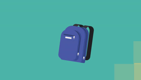Animation-of-schoolbag-icon-over-green-patterned-background