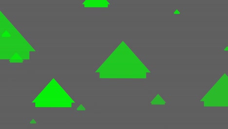 Animation-of-green-arrow-icons-moving-upwards-against-against-copy-space-on-grey-background