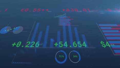 Animation-Der-Statistischen-Datenverarbeitung-Vor-Lichtfleck-Auf-Blauem-Hintergrund