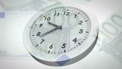 Animation-of-clock-ticking-over-euro-currency