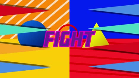 Animation-of-fight-text-over-abstract-shapes-background