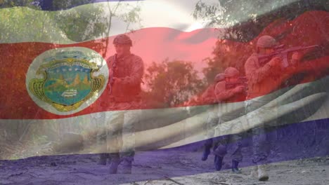 Animación-De-La-Bandera-De-Costa-Rica-Sobre-Diversos-Soldados