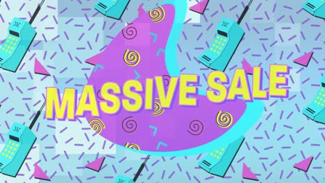 Animation-of-massive-sale-text-over-retro-pattern-on-blue-background