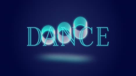 Animation-of-dance-text-over-circles-on-blue-background