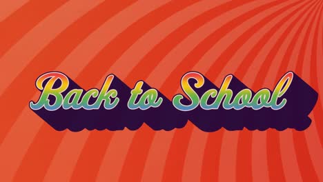 Animation-Des-Textes-„Zurück-Zur-Schule“-Auf-Roten,-Sich-Drehenden-Streifen
