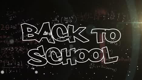 Animation-of-back-to-school-text-over-mathematical-equations-on-black-background
