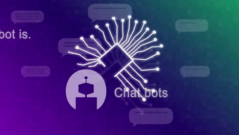 Animation-of-ai-chat-and-data-processing-over-purple-background