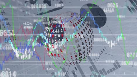Animation-of-financial-data-processing-over-globe-with-binary-coding