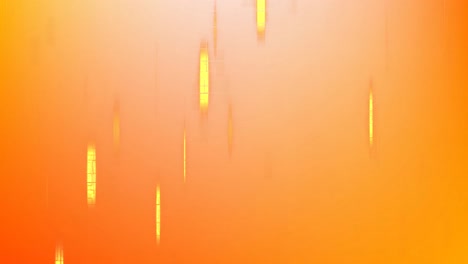 Animation-of-yellow-light-trails-falling-over-orange-background