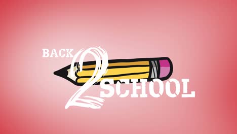 Animation-Des-Textes-„Zurück-Zur-Schule“-über-Dem-Bleistiftsymbol-Auf-Rosa-Hintergrund