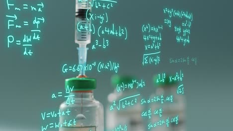 Animation-of-mathematical-equations-over-vaccine-and-vials