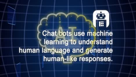 Animation-of-ai-chat-and-data-processing-over-grid-on-blue-background