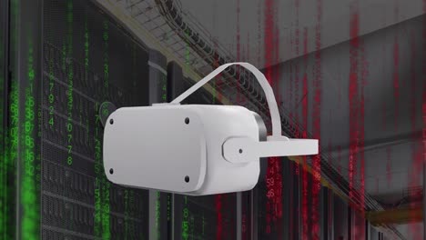 Animation-of-vr-headset-over-binary-coding-and-computer-servers