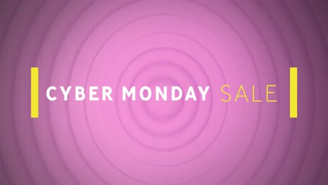 Animation-of-cyber-monday-sale-text-banner-over-concentric-circles-against-purple-background