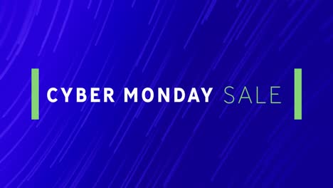 Animation-of-cyber-monday-sale-text-banner-over-light-trails-falling-against-blue-background