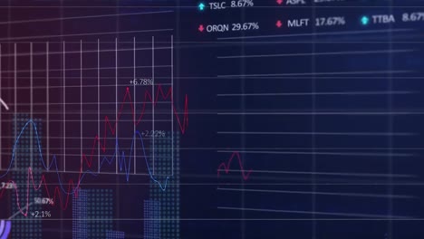 Animation-Der-Statistischen-Und-Börsendatenverarbeitung-über-Ein-Gitternetz-Vor-Blauem-Hintergrund