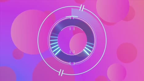 Animation-of-loading-circles-over-circles-against-purple-background
