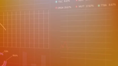 Animation-Der-Statistischen-Und-Börsendatenverarbeitung-Vor-Orangefarbenem-Hintergrund