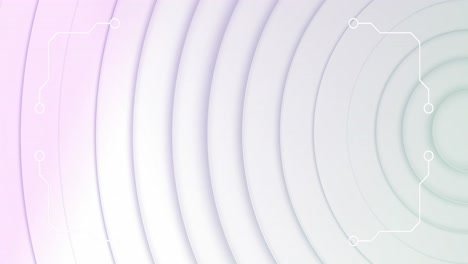 Animation-of-computer-data-processing-over-white-circles-background