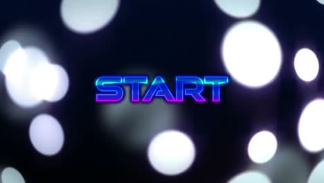 Animation-of-start-neon-text-over-spot-lights
