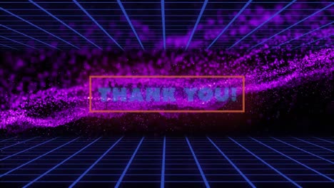 Animation-of-thank-you-text-banner-over-grid-network-against-purple-digital-wave-on-black-background