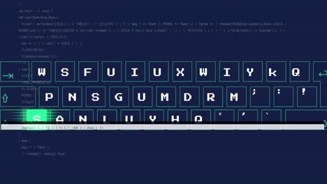 Animation-of-keyboard-with-digital-data-processing-over-dark-background