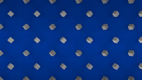Animation-of-shapes-over-cubes-moving-in-seamless-loop-on-blue-background