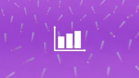 Animation-of-statistics-and-data-processing-over-abstract-shapes-on-purple-background