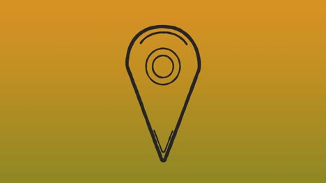 Animation-of-map-pin-icon-over-yellow-gradient-background