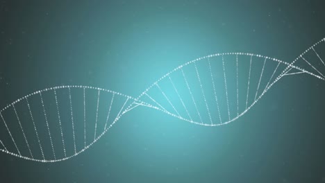 Animation-Eines-DNA-Strangs,-Der-Sich-Auf-Blauem-Hintergrund-Dreht