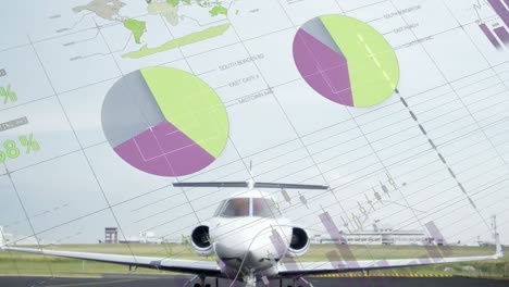 Animation-of-statistical-data-processing-against-airplane-at-an-airport