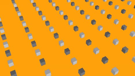 Animation-of-telescope-over-rows-of-cubes-on-orange-background