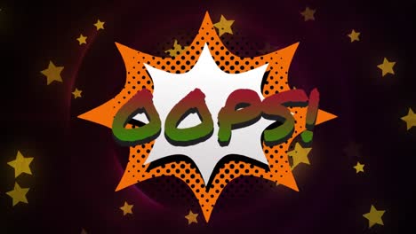 Animation-of-oops-text-and-stars-over-black-background