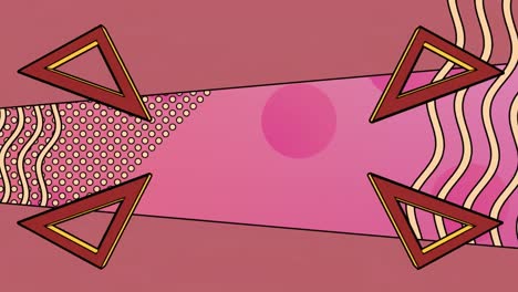 Animation-Sich-Bewegender-Formen-Und-Punkte-Auf-Rosa-Hintergrund
