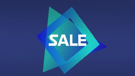 Animation-of-sale-text-over-abstract-shapes-on-blue-background