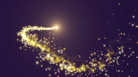 Animation-of-glowing-yellow-shooting-star-on-black-background